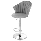 Elama Modern Shell Back Faux Leather Adjustable Bar Stool Set of 2 – Gray with Chrome Swivel Base