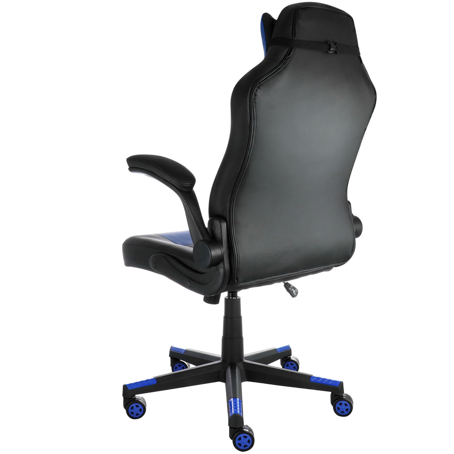 Elama Adjustable Swivel Office and Gaming Chair, Blue, Padded Faux Leather, 250 lb