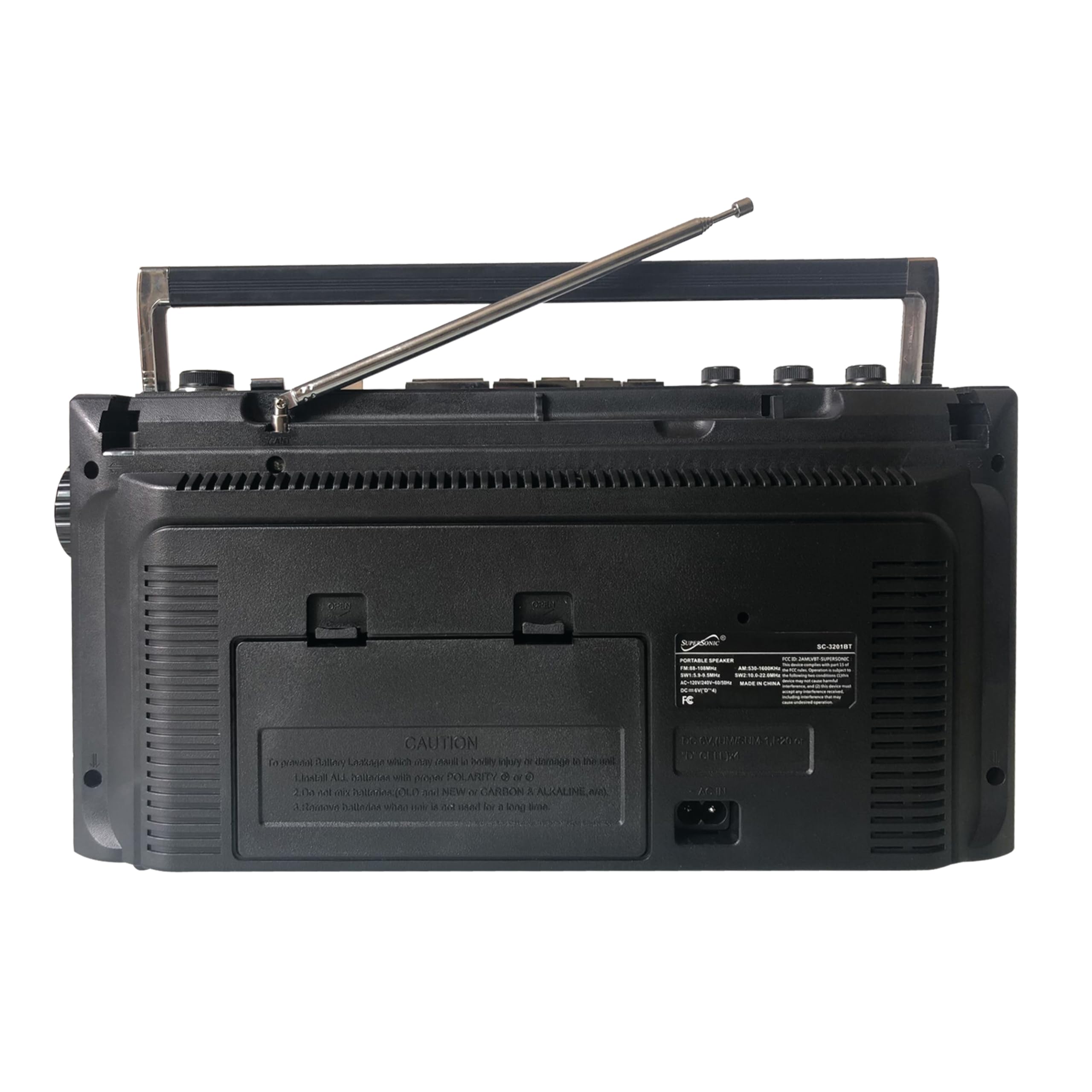 Supersonic Retro 4-Band Radio and Cassette Player with Bluetooth, Black