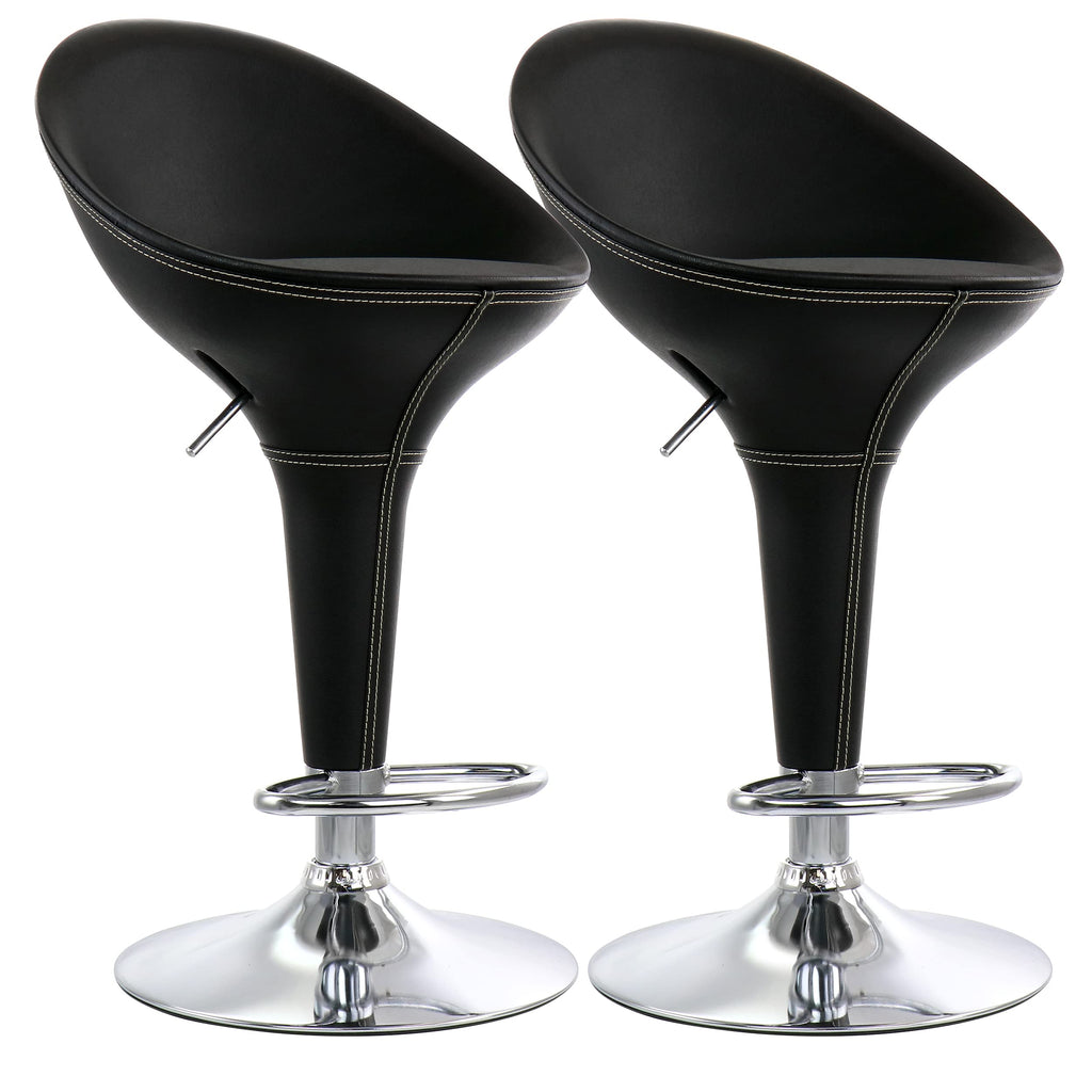 Elama Adjustable Plastic Bar Stool Set of 2 – Black with Chrome Base