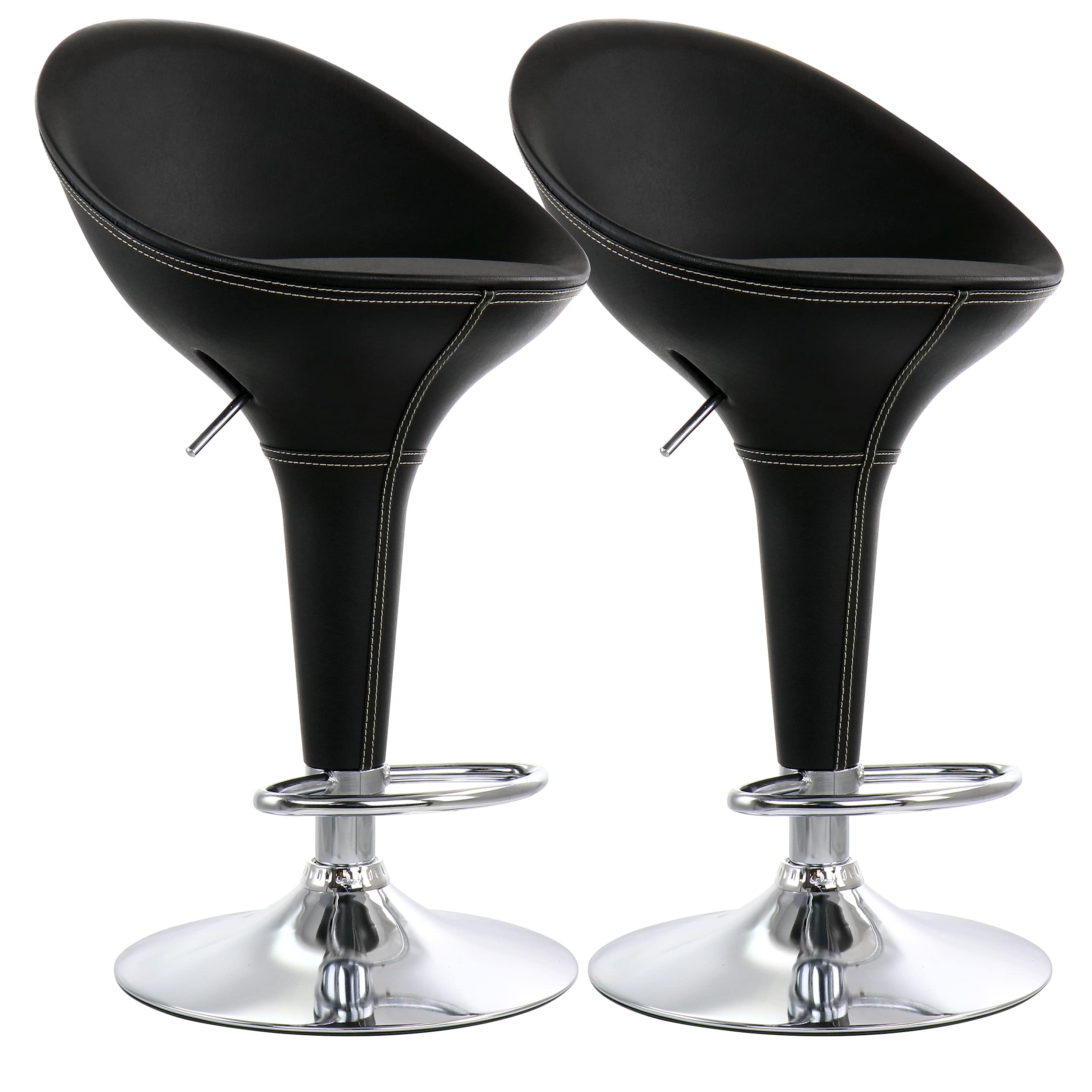 Elama Adjustable Plastic Bar Stool Set of 2 – Black with Chrome Base