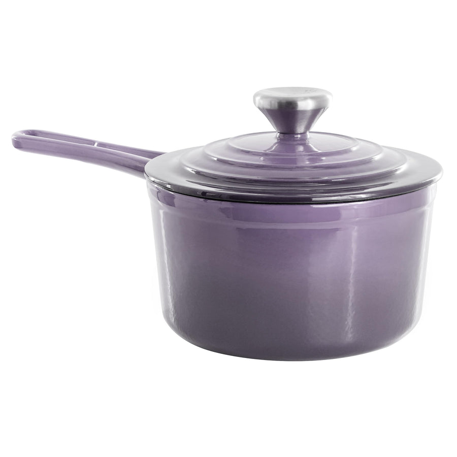MegaChef 2 Quart Enameled Cast Iron Sauce Pan with Lid in Gradient Purple