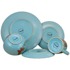 Elama Butterfly Garden 16-Piece Stoneware Dinnerware Set – Floral Service for 4 with Plates, Bowls & Mugs (Microwave & Dishwasher Safe)