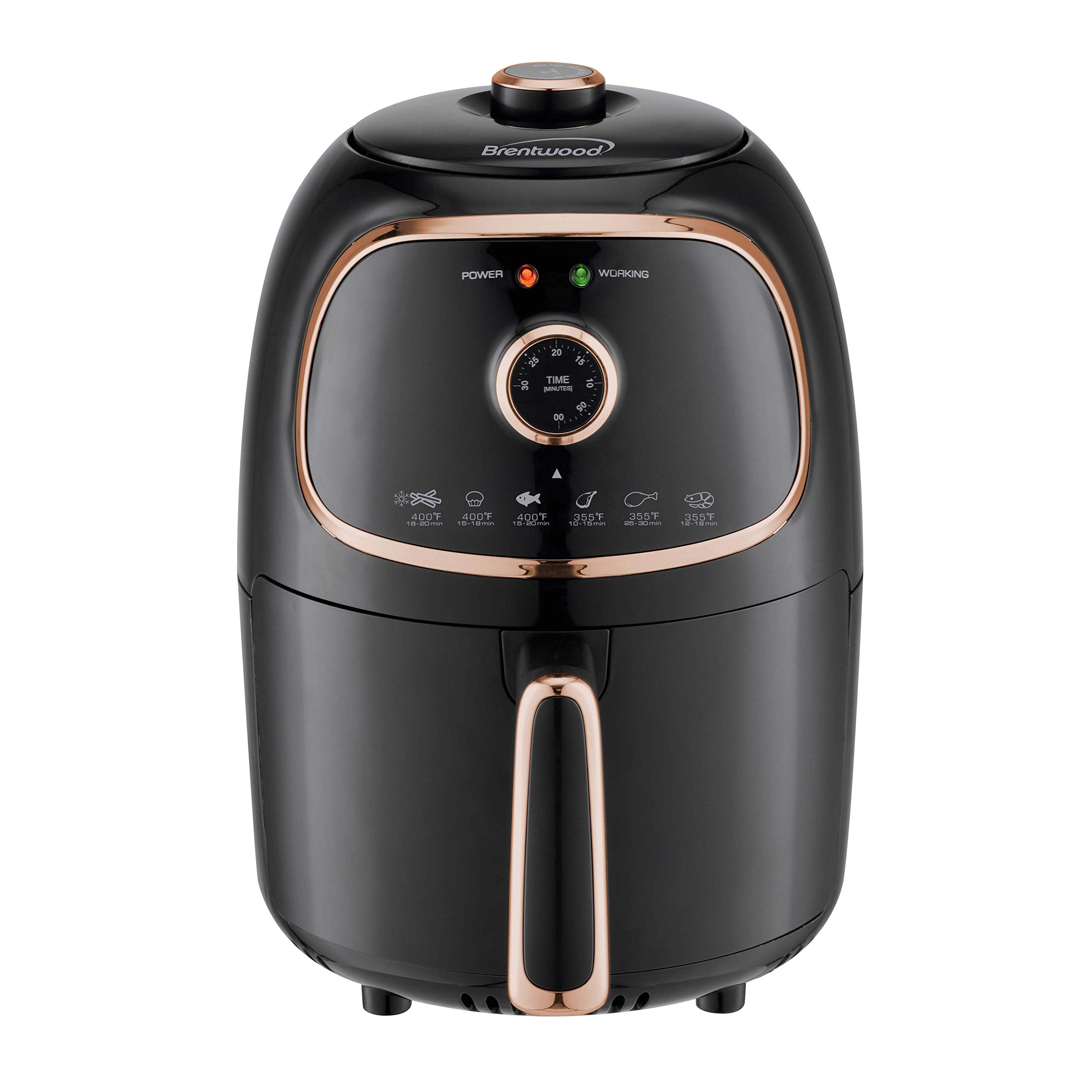 Brentwood AF-202BK 2-quart black electric air fryer with timer and temperature dial