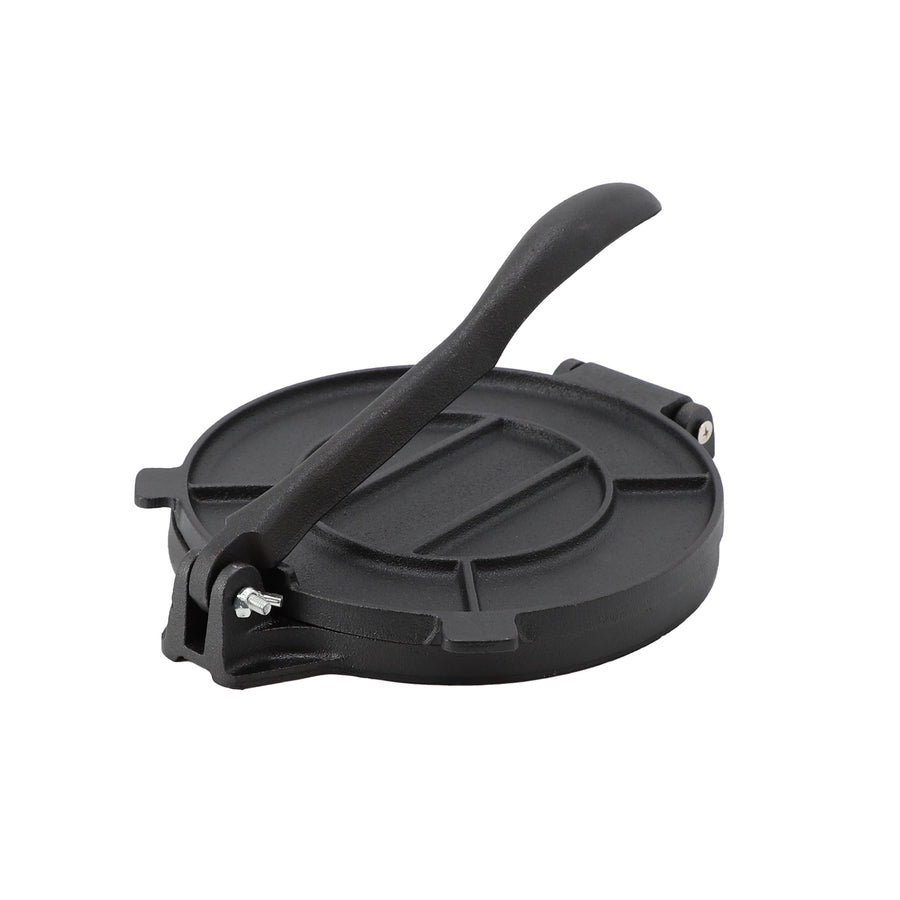 MegaChef MC-1391 7.9 in Cast Iron Tortilla Press, Pre-Seasoned, Hinged Lever Design, 5 lb Heavy Duty