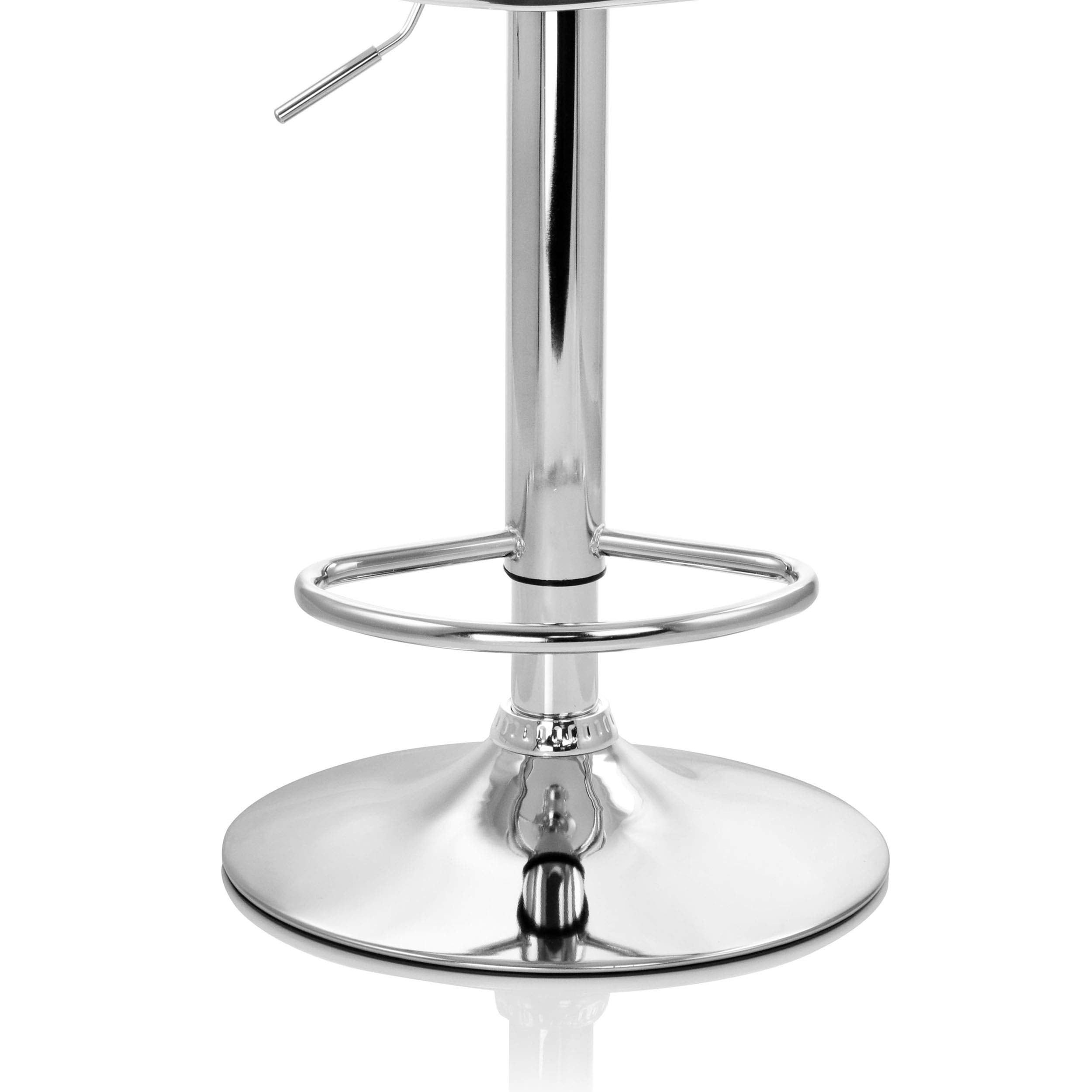 Elama Modern Slim Faux Leather Adjustable Bar Stool Set of 2 – Black with Chrome Swivel Base, Slanted Arm Rests, Contoured Back & 360° Counter / Bar Height Lift