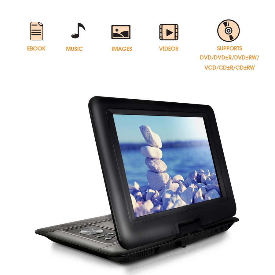 Trexonic 14.1 inch Portable DVD Player with Swivel TFT-LCD Screen, USB/SD/AV Inputs and Car Adapter