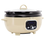 Digital Slow Cooker, 3.7 Qt Oval with High, Low and Warm Settings, Cream, by MegaChef