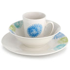 Gibson Home Blue Meadow 12-Piece Fine Ceramic Dinnerware Set – White with Blue Floral Accents, Service for 4