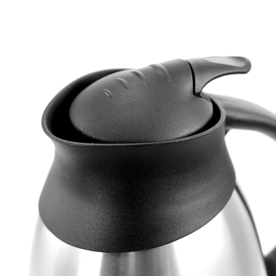 MegaChef MG-JSUW020 2.11-Quart Stainless Steel Thermal Beverage Carafe, Black Lid, Lever Dispenser with Safety Latch, Non-Electric