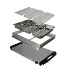 MegaChef Stainless Steel Buffet Server & Food Warmer – 4 Sectional Trays, Large Base Warming Surface, Easy-Clean Stainless Housing for Parties & Holidays