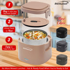 Brentwood ELB-600PK 0.6L Portable Leakproof Electric Lunch Box - Pink, 50W Food Warmer with Stainless Steel Container