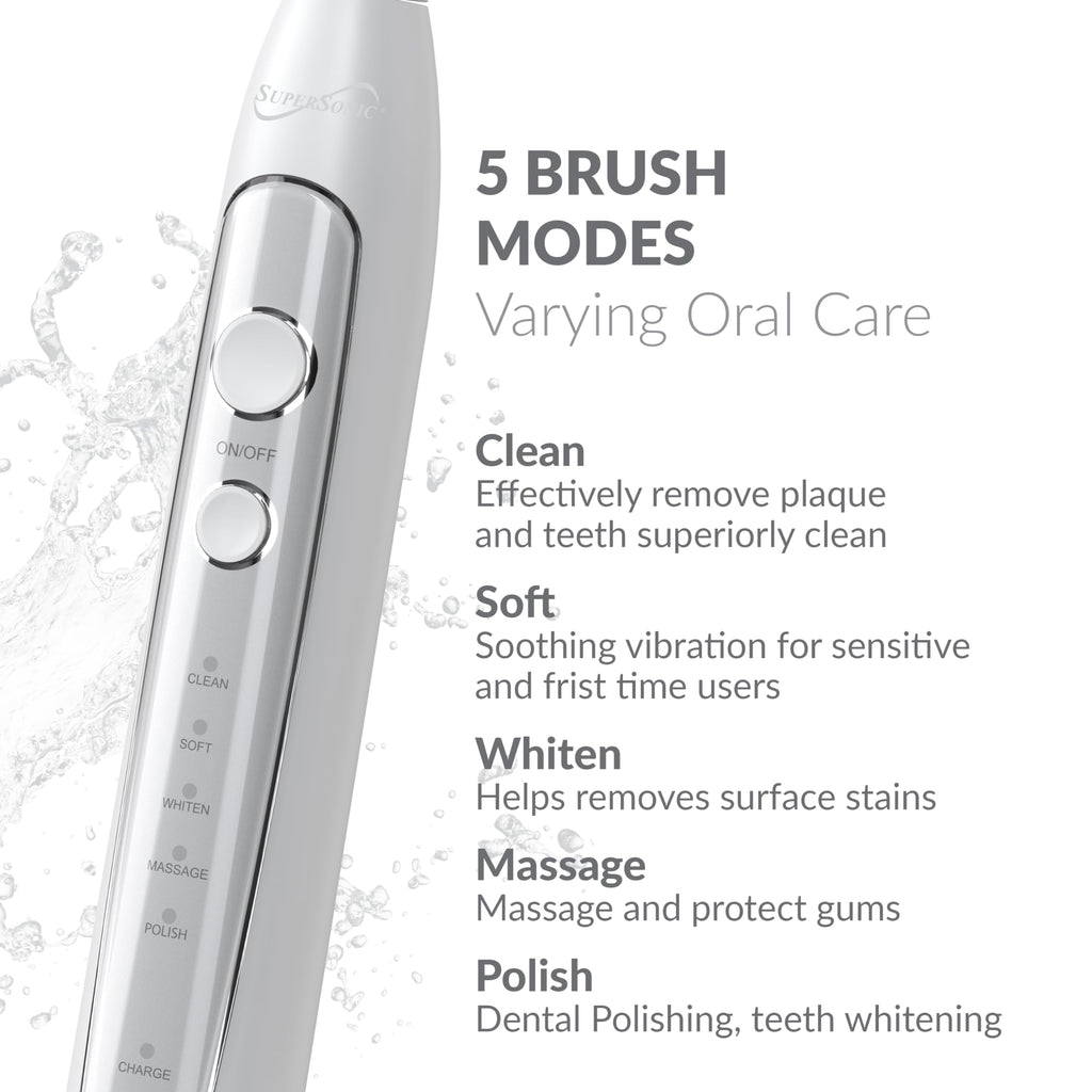 SuperSonic TB-5100 Sonic Zoom Advance Rechargeable Toothbrush with Wireless Charging, White