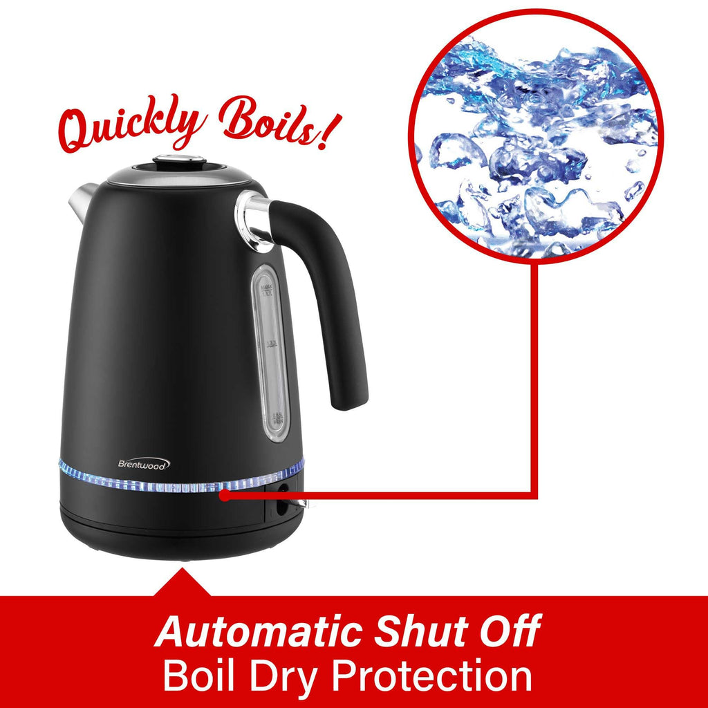 Brentwood KT-1792 1.7L 1500W Cordless Electric Stainless Steel Kettle