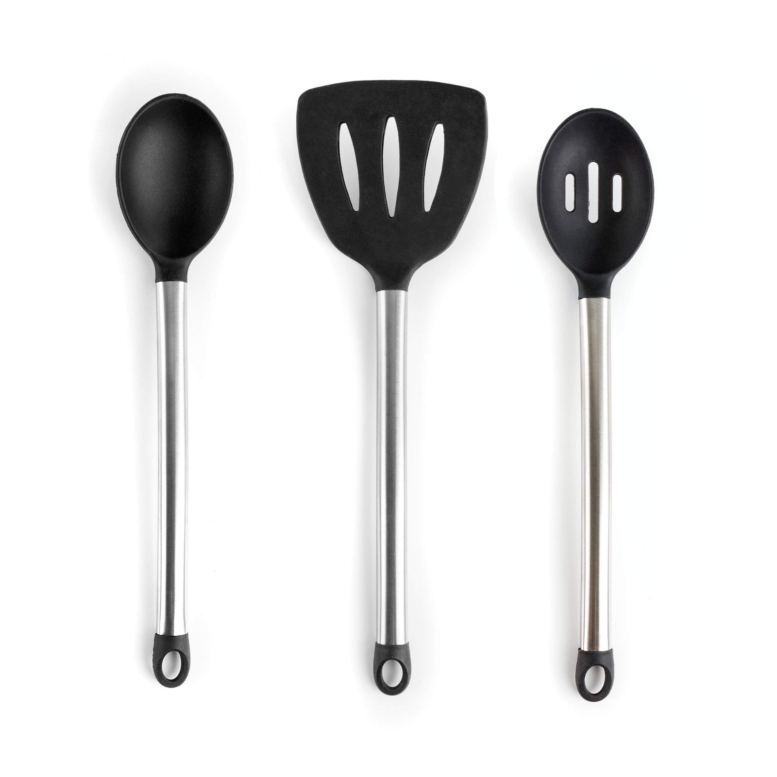 MegaChef 14-Piece Silicone and Stainless Steel Kitchen Utensil Set, Gray (13 Tools + Storage Canister)