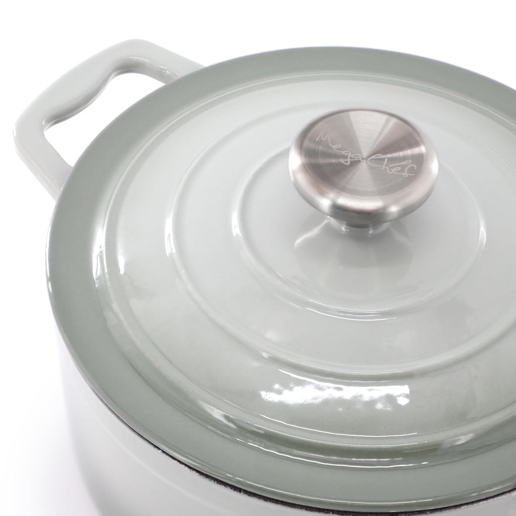 MegaChef 7 Piece Enameled Cast Iron Cookware Set in Gray