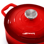 MegaChef 7 Piece Enameled Cast Iron Cookware Set in Red