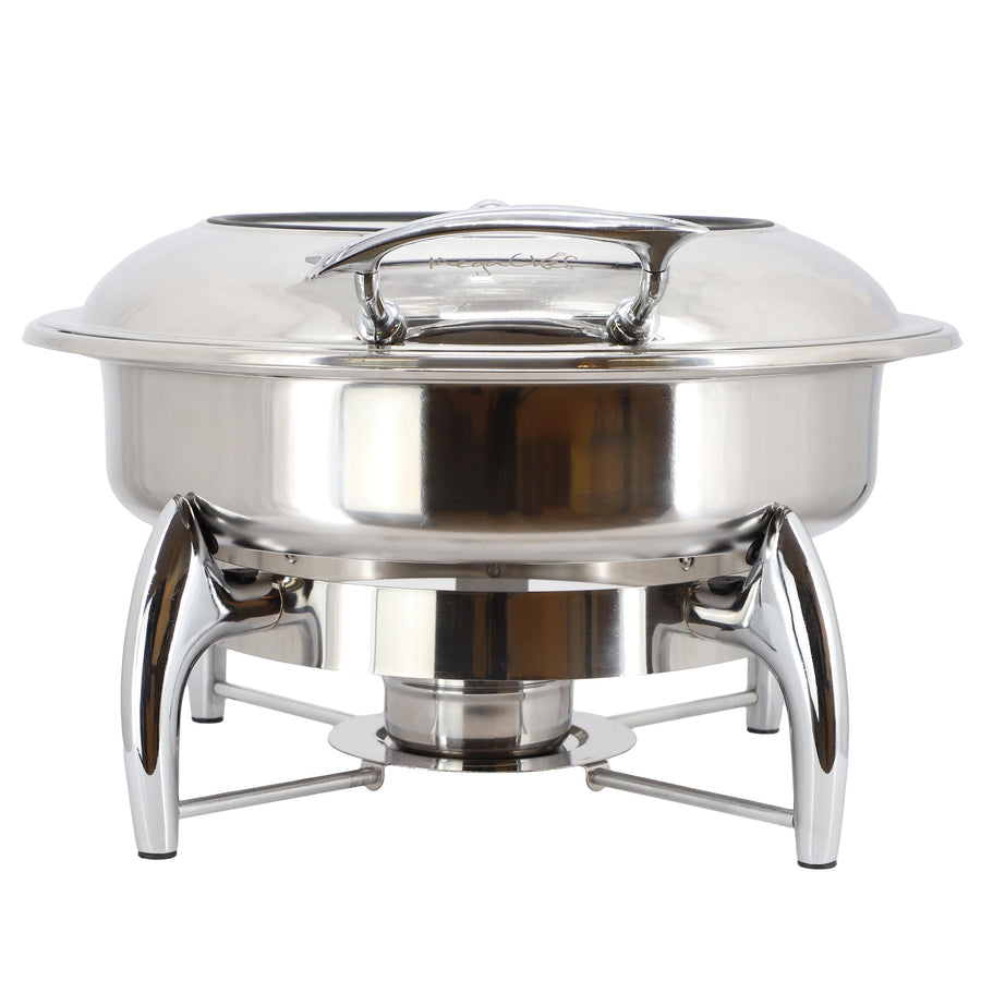 MegaChef MG-430602 6.3-Quart Round Stainless Steel Chafing Dish with Hinged Lid and Window