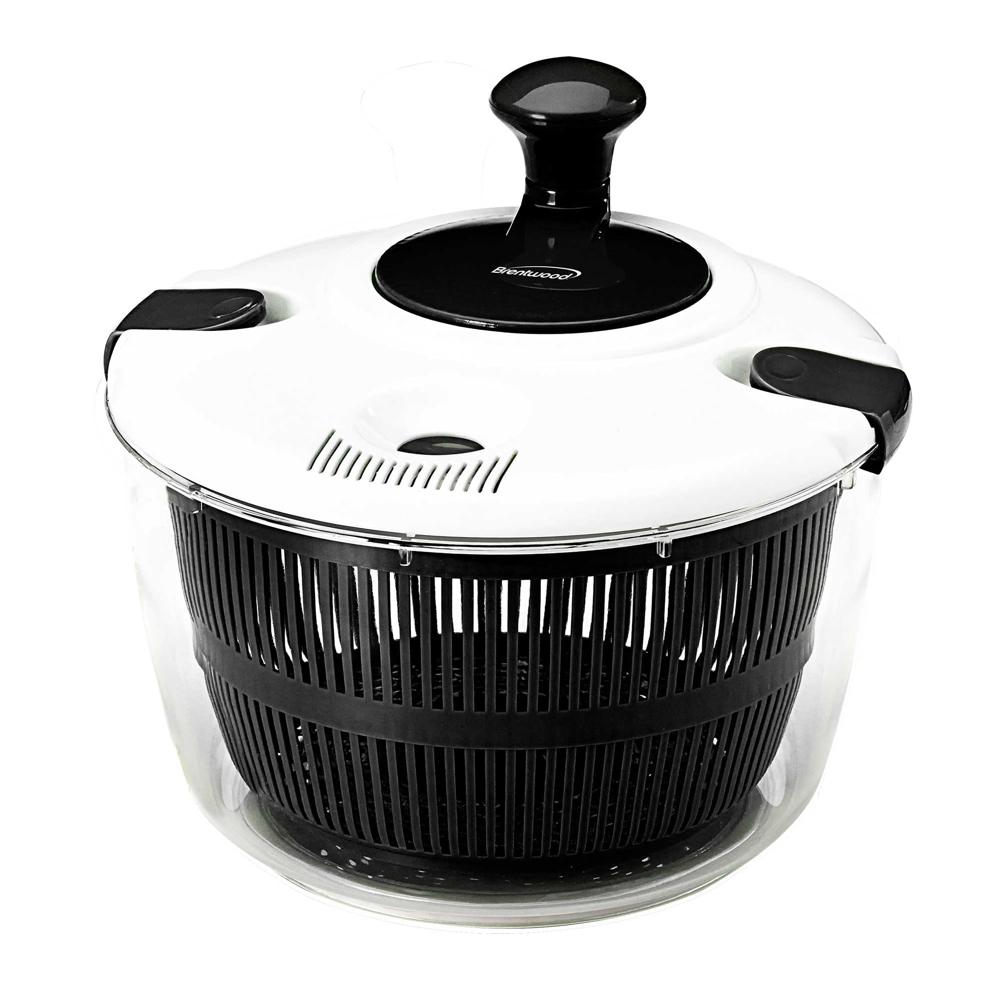Brentwood KA-5030BK black 5-quart salad spinner with serving bowl