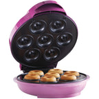 Brentwood TS-250 Mini Donut Maker Machine – Pink Non-Stick 7-Donut Electric Press with Cool-Touch Handle