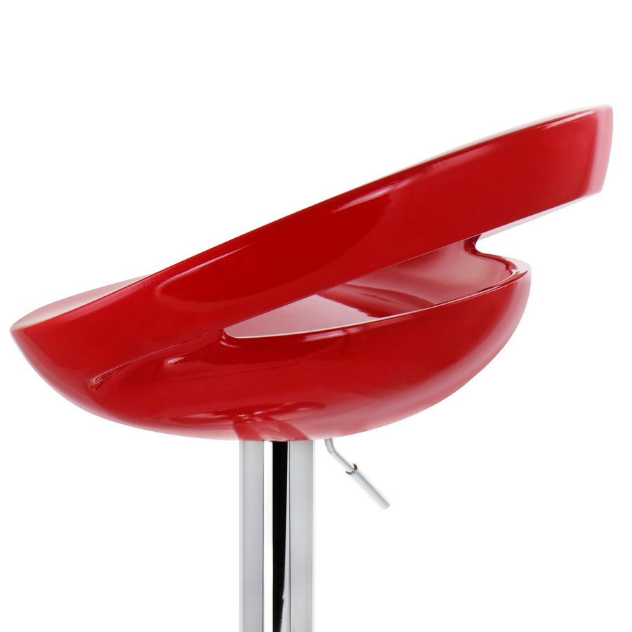 Elama Retro Adjustable Bar Stools, Red ABS Plastic, Chrome Base, Set of 2