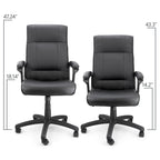 Adjustable Height Rolling Office & Gaming Chair – Ergonomic Mid-Back, 360° Swivel, Padded Armrests, Black Executive Desk Chair