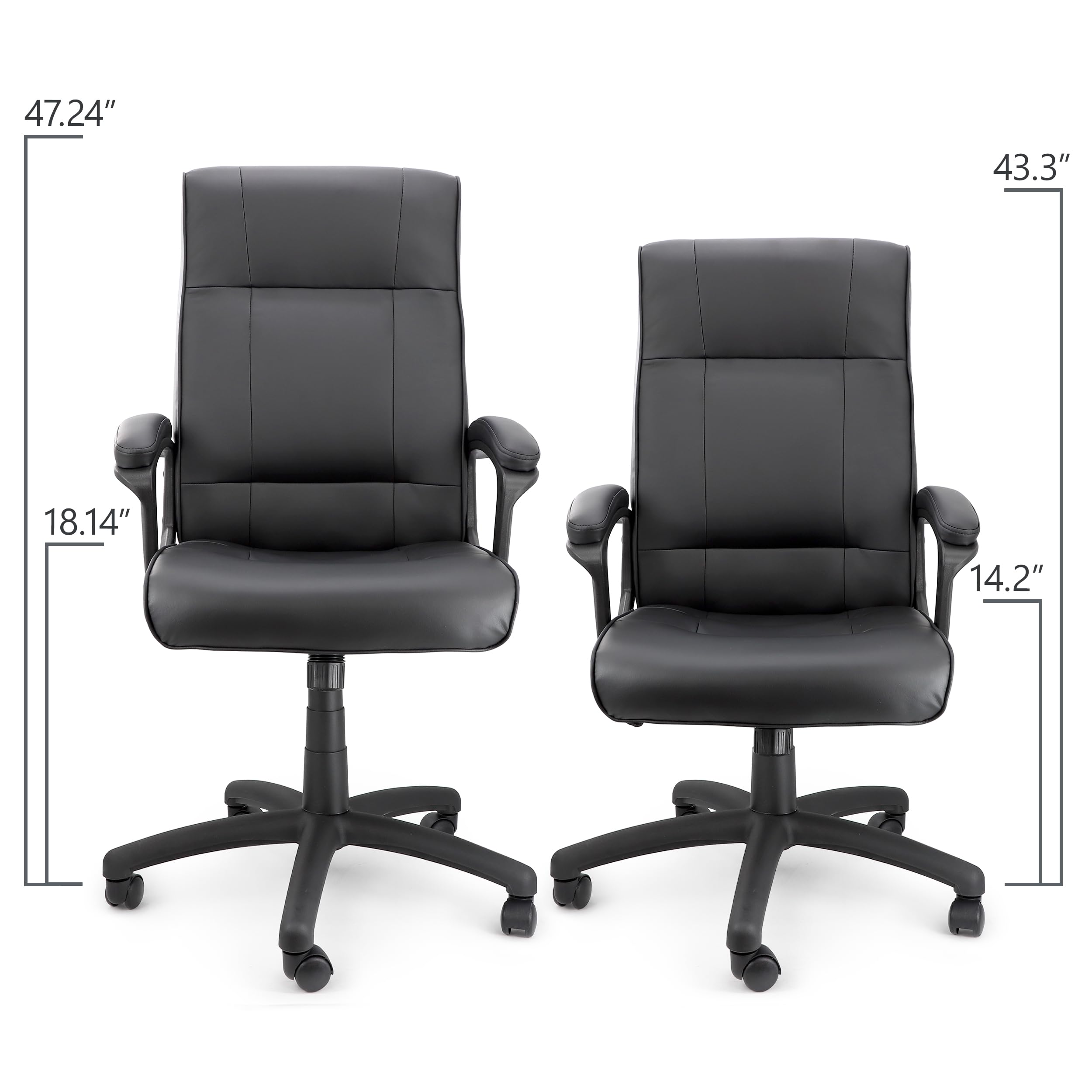 Adjustable Height Rolling Office & Gaming Chair – Ergonomic Mid-Back, 360° Swivel, Padded Armrests, Black Executive Desk Chair