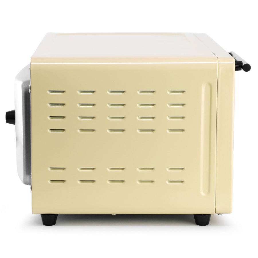 MegaChef MCOV-1200CR 9.5-Quart 2-Slice Countertop Toaster Oven, 800W Quartz Heat, 200 to 450°F Dial, 30-Minute Bell Timer, Cream
