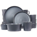 Elama Luxmatte 20-Piece Matte Stoneware Dinnerware Set – Dark Grey Contemporary Service for 4