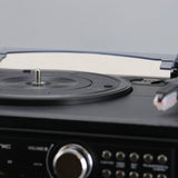 Trexonic 3-Speed Turntable Music Center with CD, Dual Cassette, FM Radio, Bluetooth & USB/SD Recording, Wood Cabinet