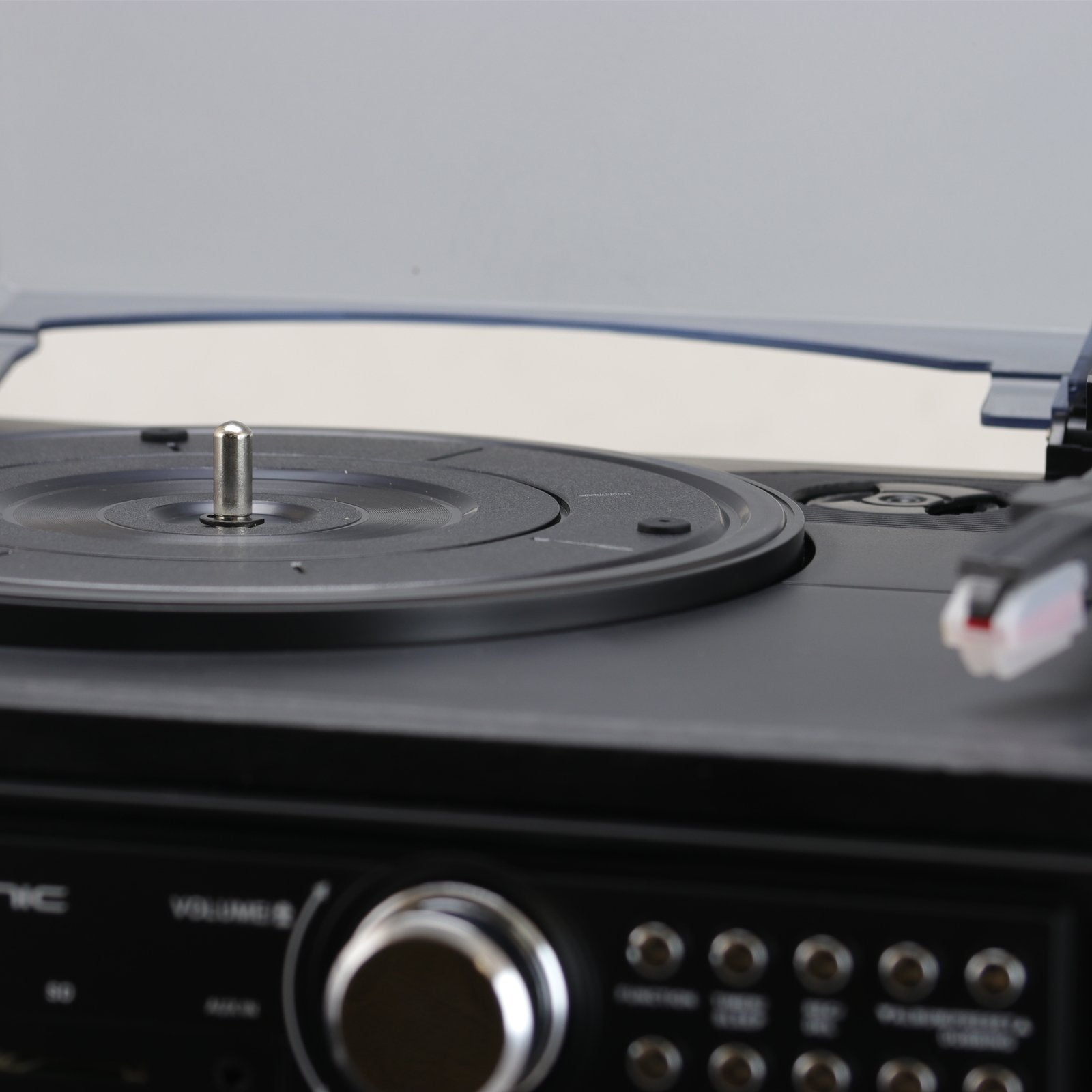 Trexonic 3-Speed Turntable Music Center with CD, Dual Cassette, FM Radio, Bluetooth & USB/SD Recording, Wood Cabinet
