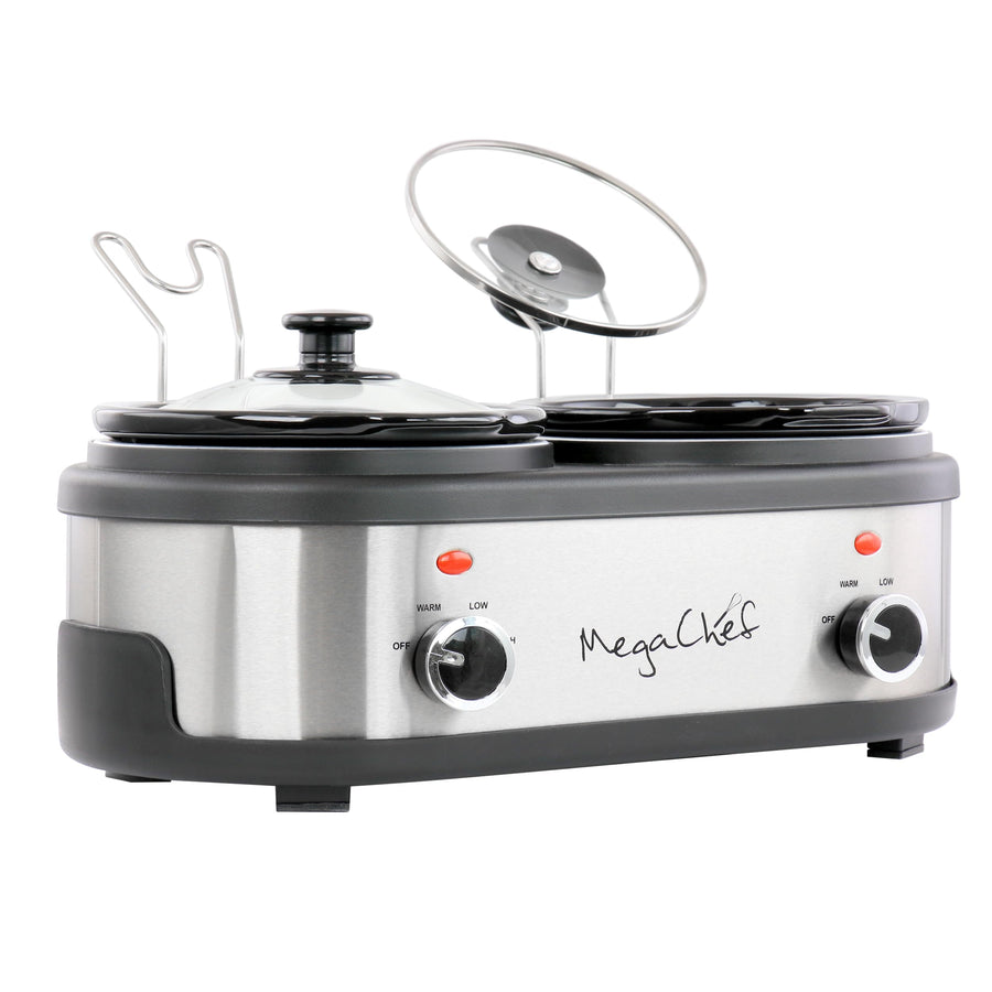 MegaChef double crock buffet server with separate temperature knobs