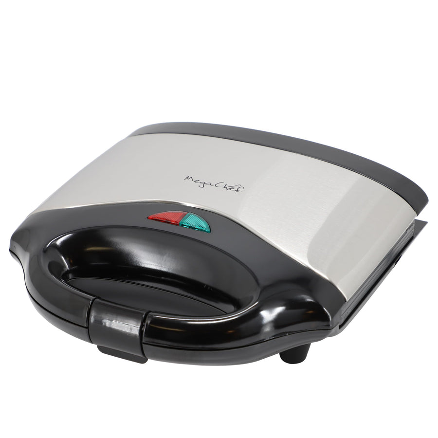MegaChef MC-C008 750W Compact Nonstick Aluminum Panini Press with Grill Plates