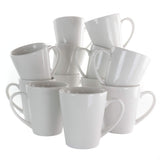 Elama Holt 12-Piece 10oz Porcelain Mug Set, White