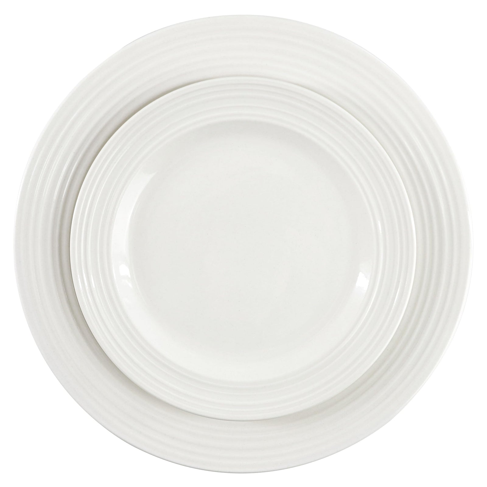 Elama Nikki 18-Piece Ribbed White Porcelain Dinnerware and Serving Set, Service for 4