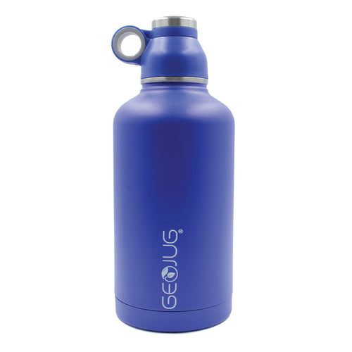 Brentwood GeoJug G-1064BL 64 oz stainless steel vacuum-insulated water bottle in blue with flip-and-sip lid