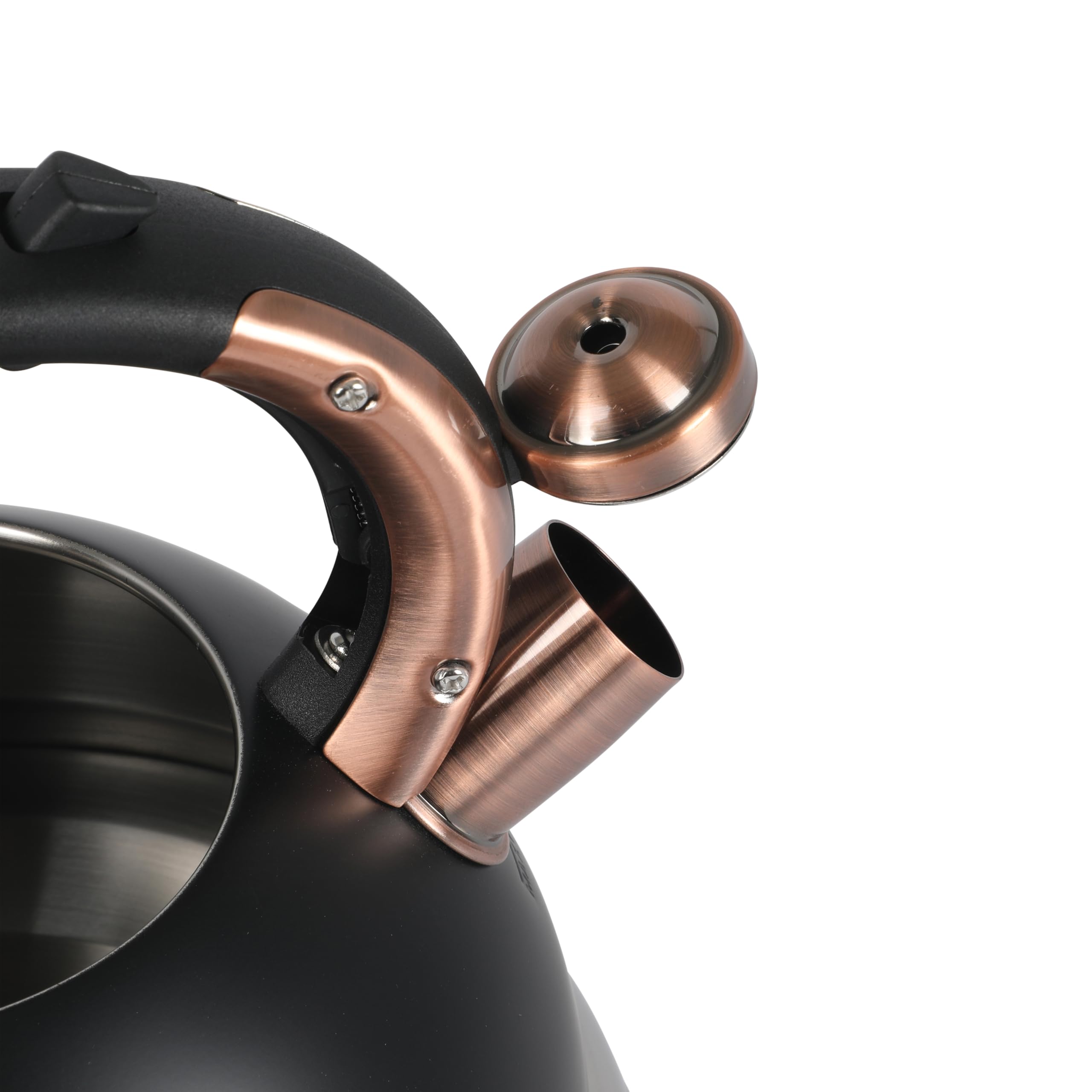 Mr. Coffee Flintshire 2.2-Quart Stainless Steel Whistling Stovetop Tea Kettle with Nylon Handle - Silver