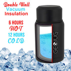Brentwood GeoJug 17 oz Insulated Stainless Steel Food Jar with Bowl and Folding Spoon, Black
