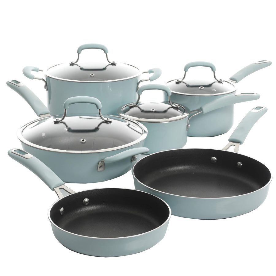 Kenmore Elite Andover 10-Piece Nonstick Forged Aluminum Cookware Set, Glacier Blue