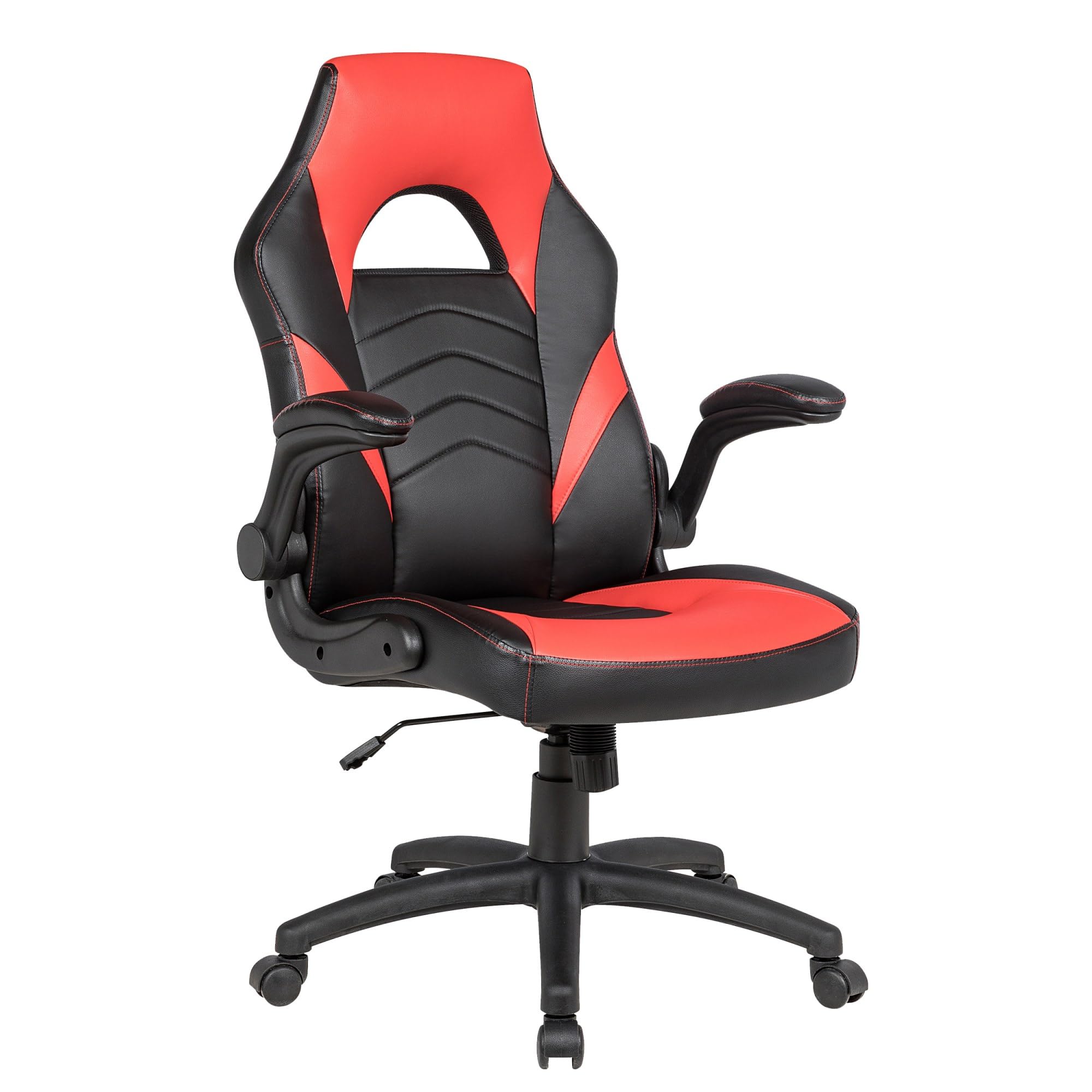 Adjustable Height Rolling Office and Gaming Chair – Ergonomic, Durable, Multi-Functional Seating for Work and Play (Red & Black)