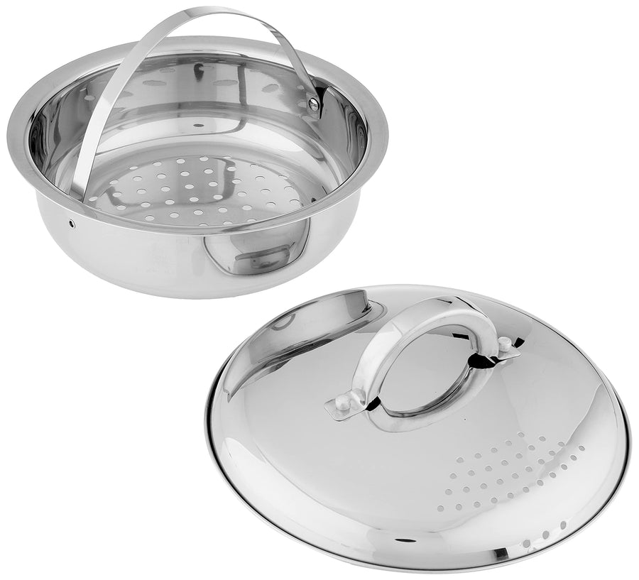 Oster Sangerfield 5-Quart Stainless Steel Pasta Pot with Steamer Insert and Locking Strainer Lid