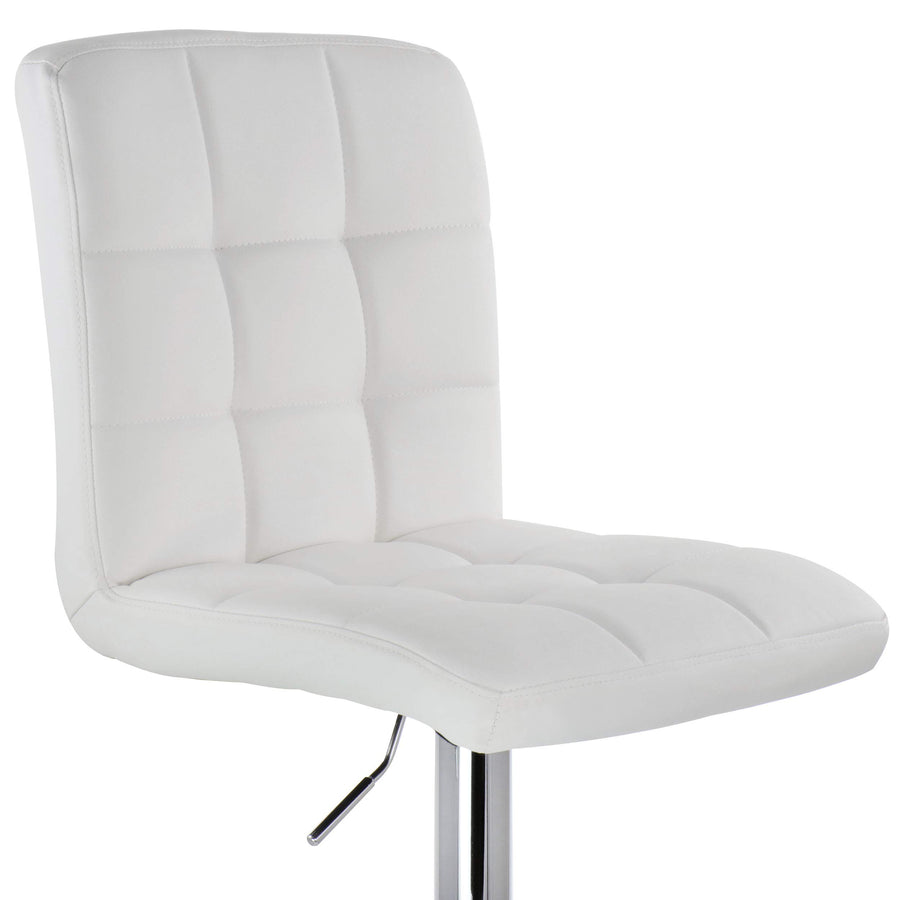 Elama ELM02-708WHT Square Tufted Faux Leather Swivel Bar Stools, White, Set of 2