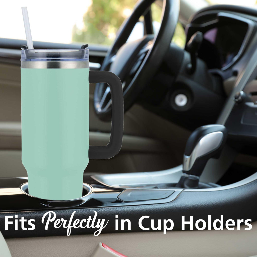 Brentwood GeoJug 40 oz Insulated Stainless Steel Tumbler with Handle and Straw, Blue