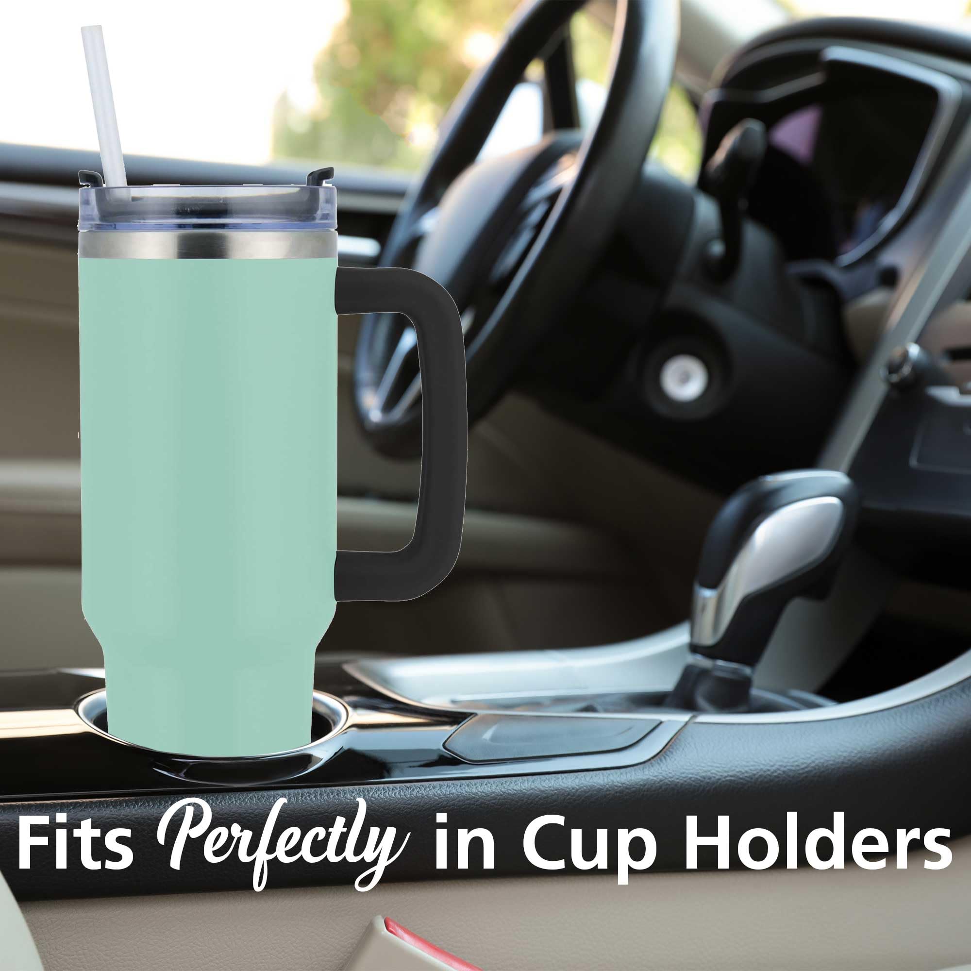 Brentwood GeoJug 40 oz Insulated Stainless Steel Tumbler with Handle and Straw, Blue