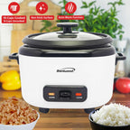 Brentwood RC-5016W 16-Cup Cooked Rice Cooker with Steam Tray - White, 500W with Measuring Cup & Spatula