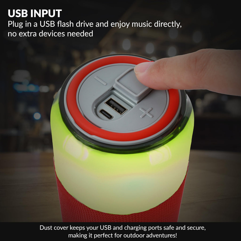Supersonic SodaBoom SC-2335BT Multi-Color Glowing Bluetooth Speaker, Red LED