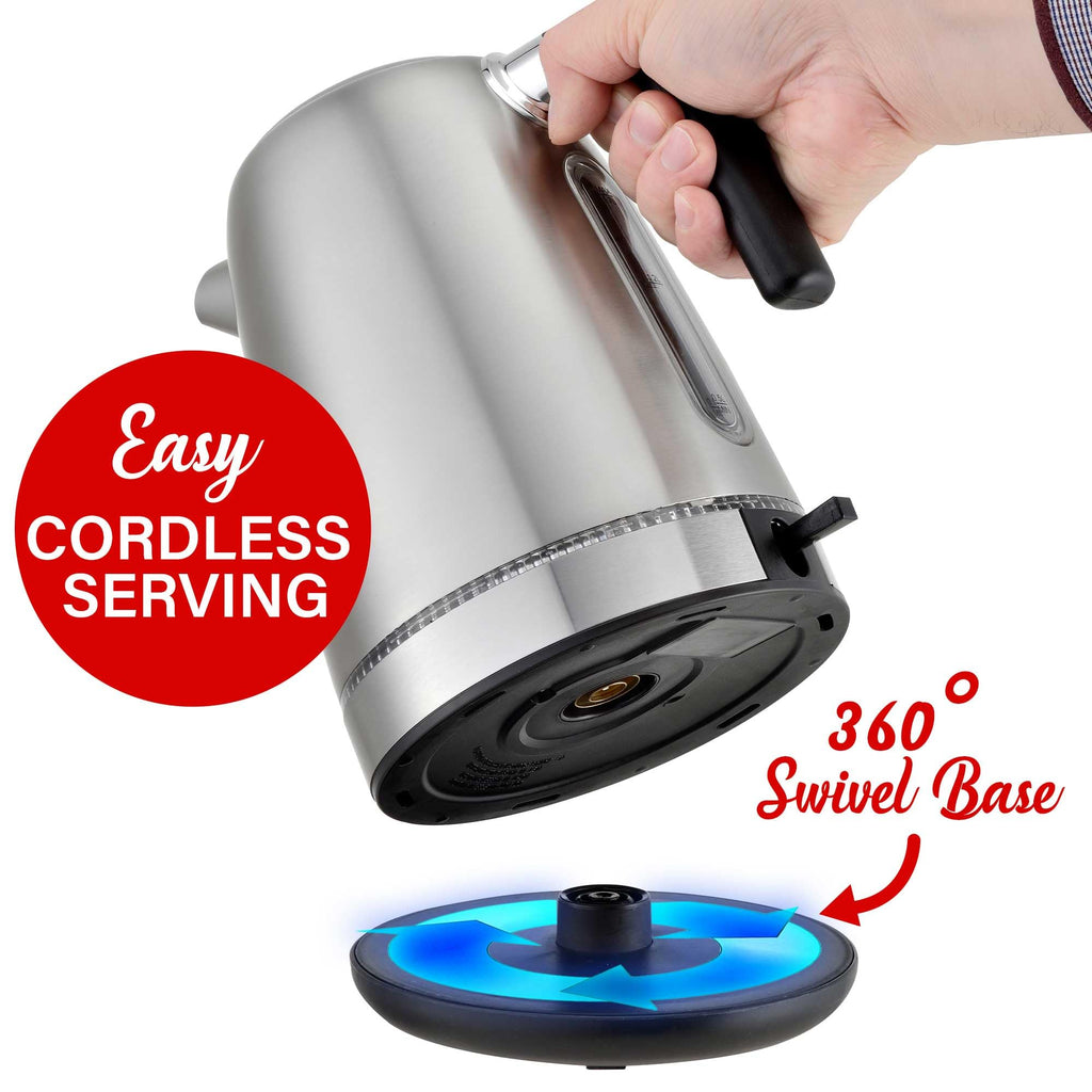 Brentwood KT-1792 1.7L 1500W Cordless Electric Stainless Steel Kettle