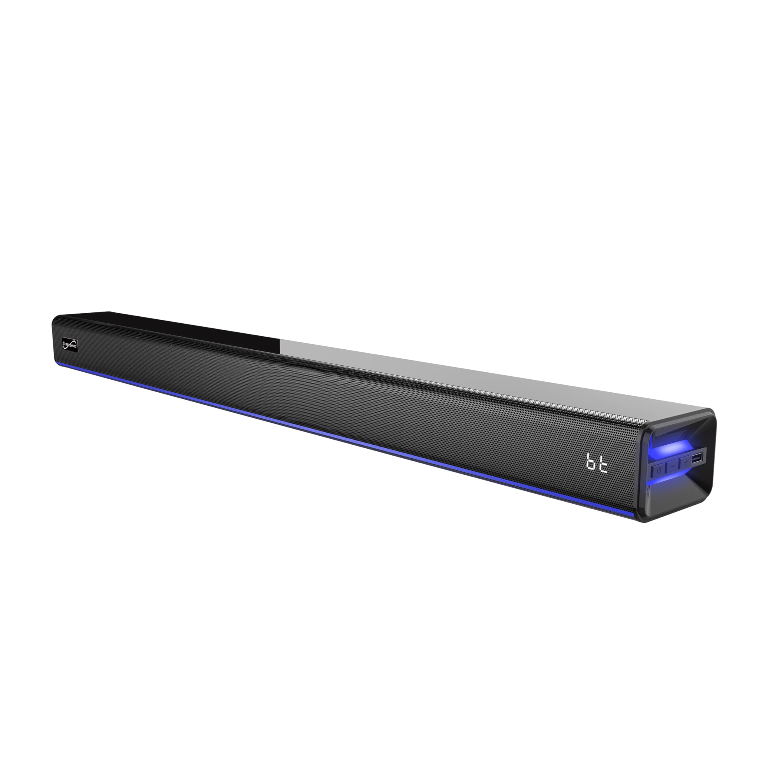 SuperSonic SC-1424SB 31.5-inch black 60W Bluetooth soundbar with ambient lighting
