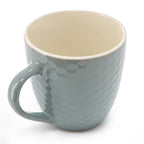 Elama Honeycomb 6-Piece 15 oz Stoneware Mug Set - Assorted White, Purple & Taupe with Embossed Honeycomb Texture