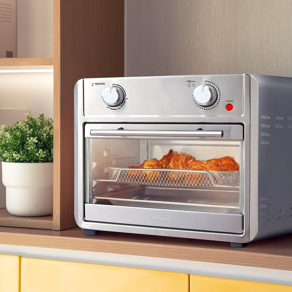 Brentwood 1700-Watt 24-Quart Convection Air Fryer Toaster Oven, Silver